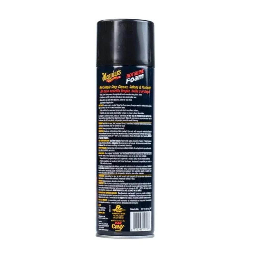 (4 Pack) Meguiar's Hot Shine Tire Foam, G13919, 19 oz, Aerosol, Easy Spray Foam Foto 2 de 4
