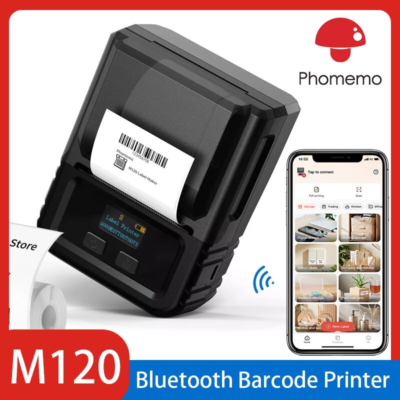 Phomemo M120 Bluetooth Thermal Barcode Label Printer in Black  