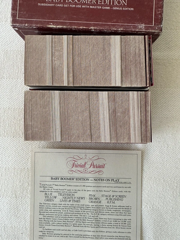 Trivial Pursuit Baby Boomer Edition Subsidiary Card Set for Use with Master Game - Image 2 of 4