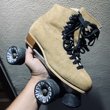 Riedell Roller skates women size 8 brown suede sure-grip hyper rollo USA