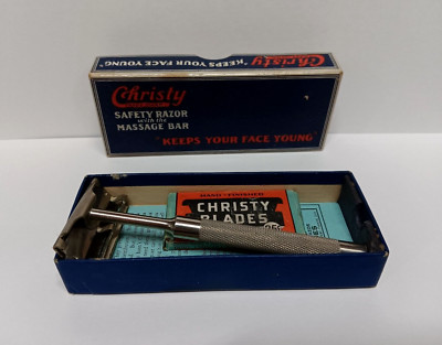 Antq ''The Christy Razor'' Pilot Model Safety Razor w/Original Box, Instruction