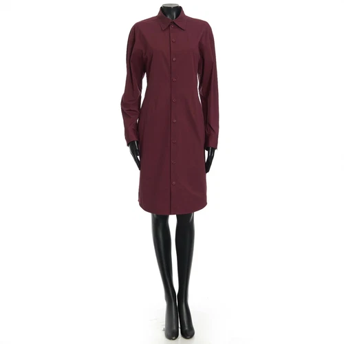 BOTTEGA VENETA 1500$ Dress - Bordeaux Long Sleeve Compact Stretch Poplin