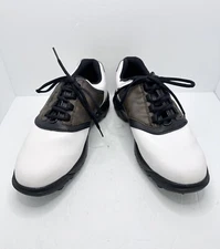 FootJoy GreenJoys Leather Saddle Golf Shoes Spikes 45516 Men's size 10.5M EUC