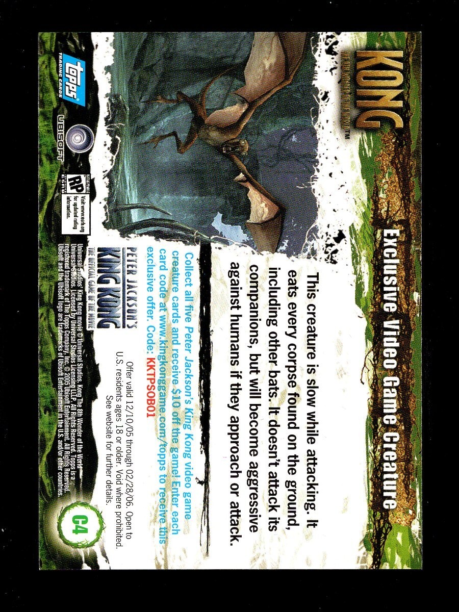 2005 TOPPS KING KONG THE 8TH WONDER OF THE WORLD VIDEO GAME