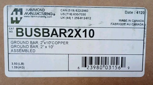 Hammond Manufacturing BUSBAR2X10 GROUND BAR 2" X 10" Modular MADE IN CANADA - Picture 2 of 4