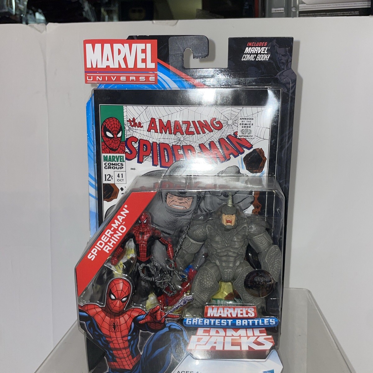 Marvel Universe Spider-Man &amp; Rhino Exclusive Comic Pack Includes 
