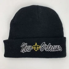 New Orleans Black Skull Cap Hat Fitted One Size