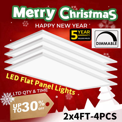 LED Flat Panel Light 4FT 4 Pack,75 Watts Panel LED Lighting 5000K Daylight White