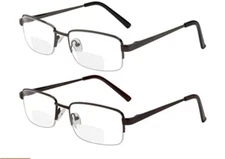 Yogo Vision Bifocal Reading Glasses 2 Pack Metal Full Rim Readers Glasses +4