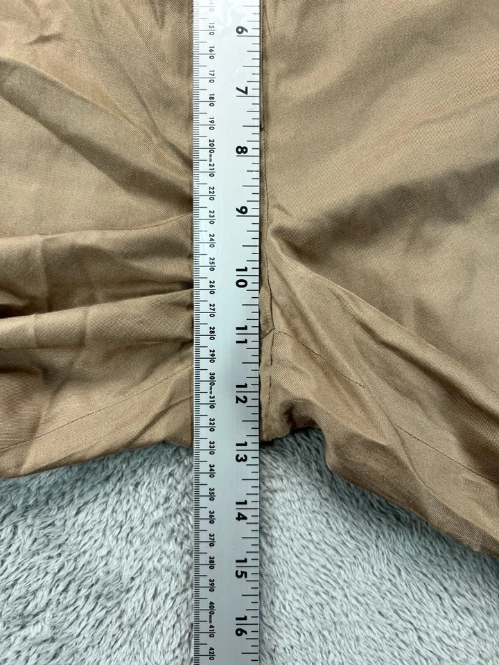 Pantalones de vestir cortos de seda Peck & Peck para mujer 12 beige chinos planos tiro alto damas Foto 3 de 4