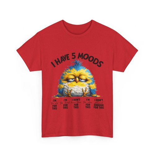 Funny Sarcastic Bird T-Shirt 5 Moods Lazy Gift Idea Unisex Softstyle Sarcasm Tee - Picture 20 of 21