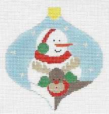 SP.ORDER  Snowman  Reindeer Bauble Ornament HP Needlepoint Canvas K. Schenkel