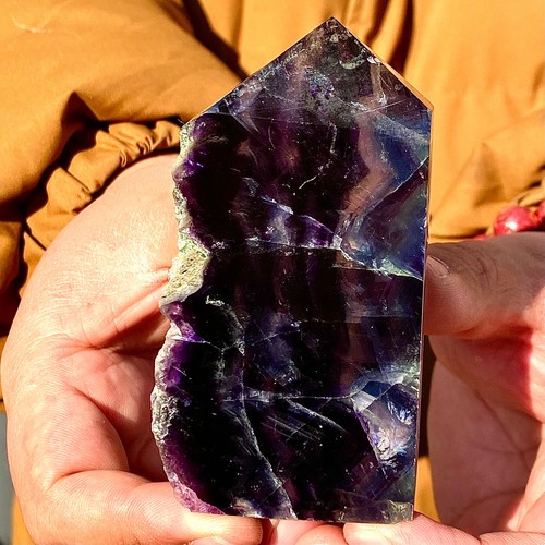 Colonna cristallo fluorite naturale 252G bacchetta magica punto obelisco guarigione terra - Foto 4 di 12