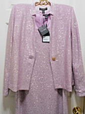 NWT St John Bridal Party Dress Jacket "Lilac Multi"Uber Sequin Midi Size 12