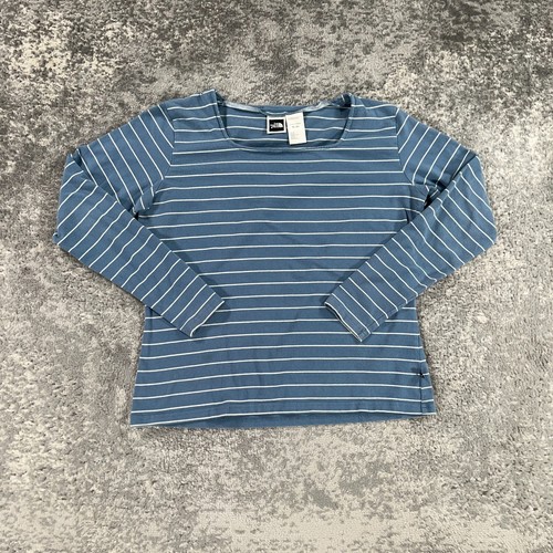 Vintage North Face Shirt Womens XL Blue Rub Striped Square Neck Made In USA Logo - Picture 1 of 13
