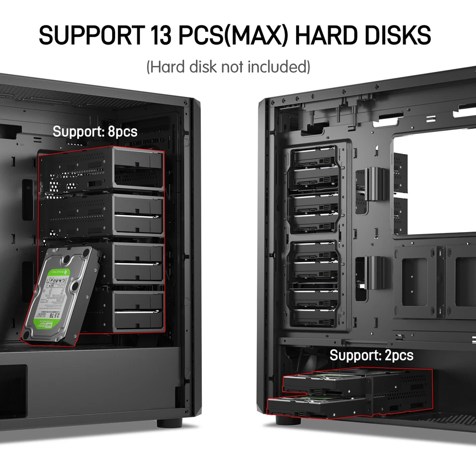 DARKROCK Classico Storage Master Case ATX Computer Case Mid Tower w/ 4x120mm Fan - Image 2 of 4
