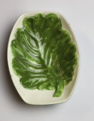 Vintage 8'' Large Palm Lettuce Leaf Serving Bowl  Los Angeles Potteries  