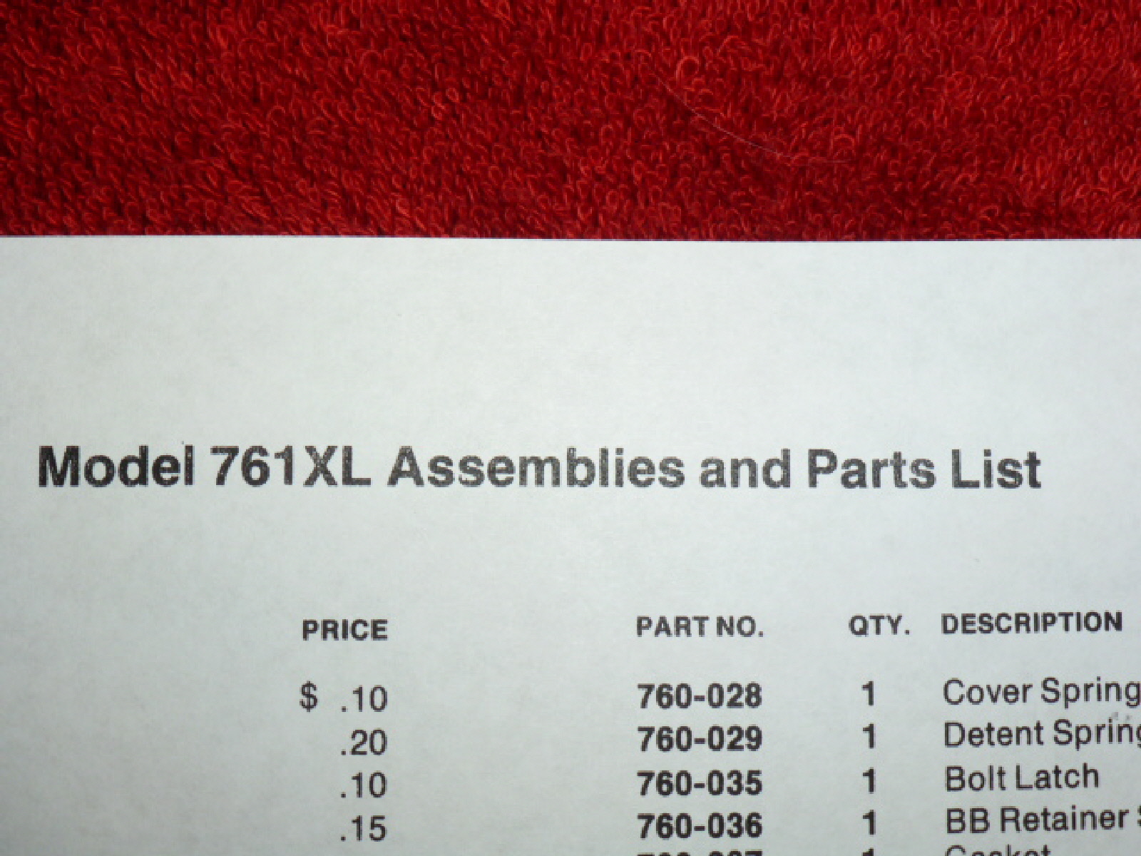 Crosman 761XL 761 XL  One (1) O-Ring Seal Kit + Factory Service Manual + Guide