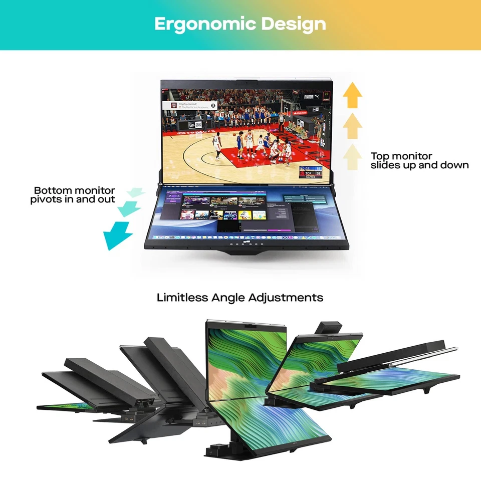 Mobile Pixels Geminos Dual 24" Stacked Computer Monitors with Webcam&Speakers - Image 2 of 4