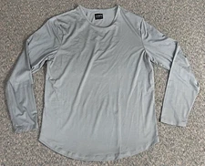 Cuts Curve Hem Shirt Mens 2XL XXL Gray Pyca Pro Long Sleeve Crewneck Performance