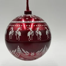 Lindt Lindor 2008 Tin Christmas Candy Container Ornament Red Metal Empty