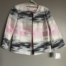 Kasper Tutu Pink Multi Blazer 3/4 Sleeves Open Twill NWT Jacket Women - 6