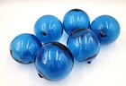 Vtg Blenko Glass #51 Set of 6 - 3" Bubble-Floats-Orbs in the Color Azure Blue