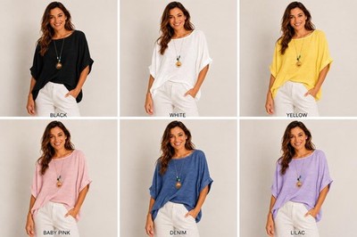 DAMEN ITALIENISCH AUSGEFALLEN LAGENLOOK UNI BAUMWOLLE LEICHT FREIZEIT SHORT TOP