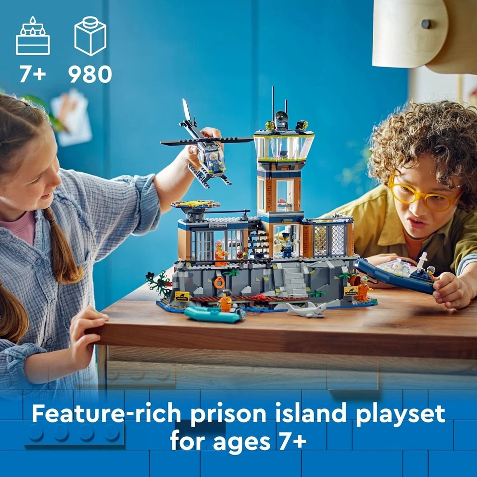 LEGO® City 60419 Prison Island 7+ Minifiguras Helicóptero Barco Policía Juego Foto 2 de 4