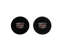 Car Coasters for Cadillac (2 pc) Cup Holder Mat Pad Silicone Black 2.75"
