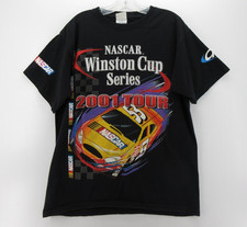 VINTAGE NASCAR Shirt Men Large Black 2001 Winston Cup Series Tour Double Sided