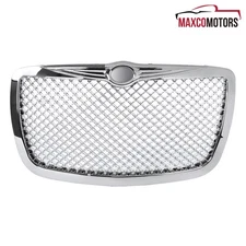 Hood Grille Fits 2005-2010 Chrysler 300 300C Chrome Front Bumper Mesh Grill