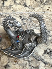 2 Pc LOT Vintage HUDSON Pewter Jeweled Dragon & Wizards Eye Castle Stamped — photo 5