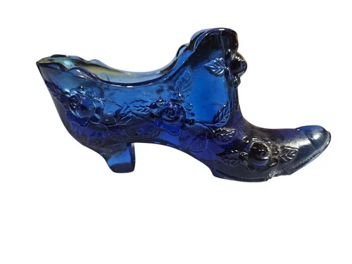 Fenton Cobalt Blue Shoe Boot with Roses approx 5.5" x 3"