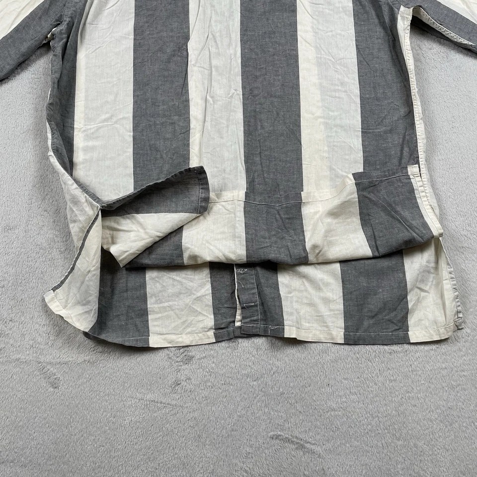 Gitman Bros Shirt Mens Large Gray White Striped Linen Blend Button Up USA Made - Image 3 of 4