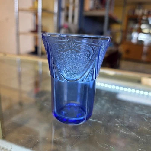 Depression Glass Hazel Atlas Blue Royal Lace  Tumblers 3.5"