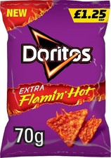 Walkers Doritos Extra Flamin' Hot Crisps Snacks 15 x 70g PMP Bags