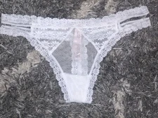 Vs Floral lace Strappy thong NEW SIZE Medium White 
