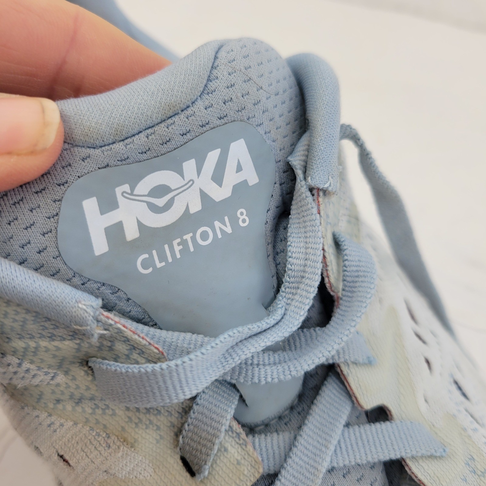 Hoka One One Clifton 8 Womens 9.5 Wide Blue Orange Running Shoes 1121375 thumbnail 2