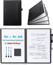 CoBak 6 Sides Portable White Board 12x9 inch A4 - Notebook Design Dry Erase Sm