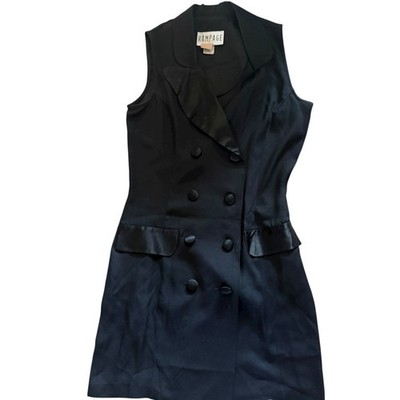 Rampage Vintage Y2K Double Breasted Black Sleeveless Button Down Dress