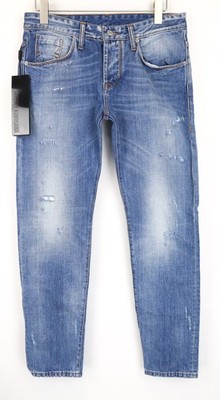 TAKESHY KUROSAWA TK 08 Men Jeans W34 Blue Non-Stretch Distressed Slim I