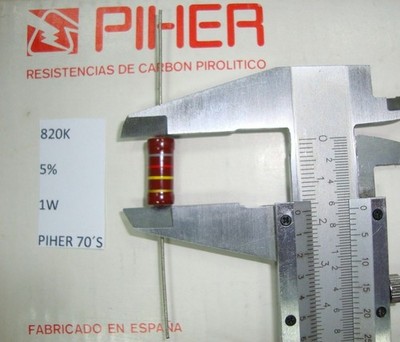 VINTAGE PIHER RESISTOR. 1W 820K 5% *1 PC* NEW ORIGINAL 1970´S+ C695