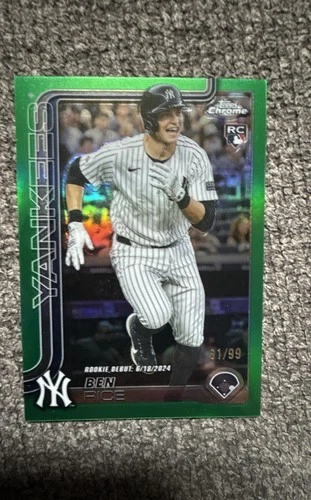 2025 Topps Chrome Update Series - Rookie Debut Ben Rice Green Refractor /99 (RC)