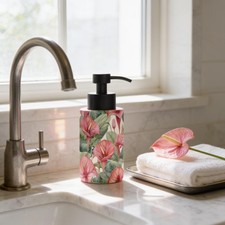 Anthuriums Stainless Steel Soap Dispenser - Floral Kitchen  Bath Decor