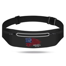 American Flag Slim Running Belt Waist Pack Bag,Black Jogging Fanny Packs for ...