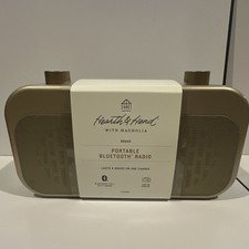 New Hearth  Hand w/ Magnolia Brass Portable AM/FM Bluetooth Radio 8Hr Battery