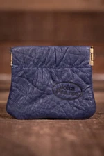 John Pearse Leather Mini Squeeze Pouch, 2-1/2"x2-3/4",  Blue