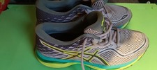 ASICS GEL-NIMBUS T7B8N Wenig Genutzt Laufschuhe Grau Türkis Neongelb Gr. 40,5