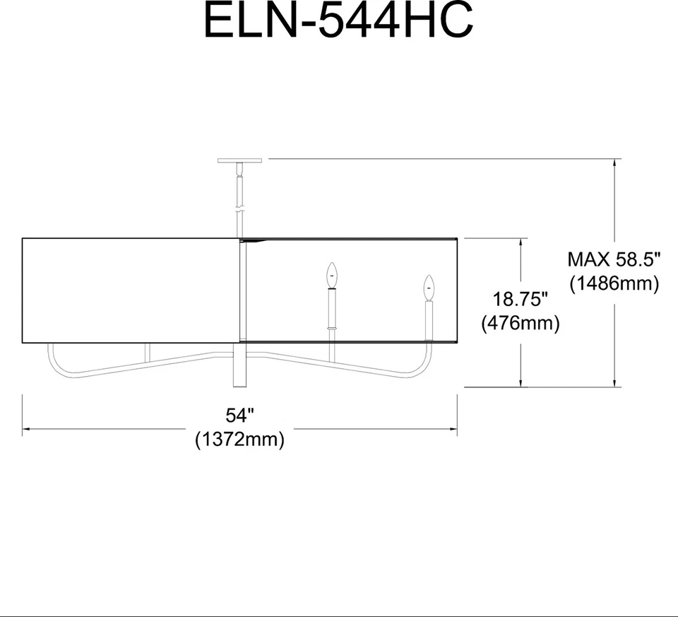 Lámpara de araña lineal Dainolite ELN-544HC Eleanor 4 luces 54" W - negra Foto 2 de 4